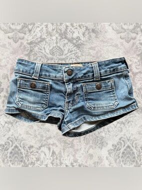 Abercrombie & Fitch Light Blue Denim Low-Rise Micro Mini Summer Jean Shorts